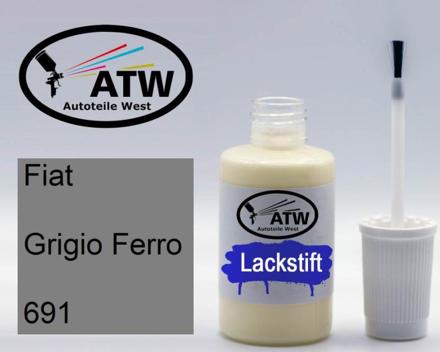 Fiat, Grigio Ferro, 691: 20ml Lackstift, von ATW Autoteile West.